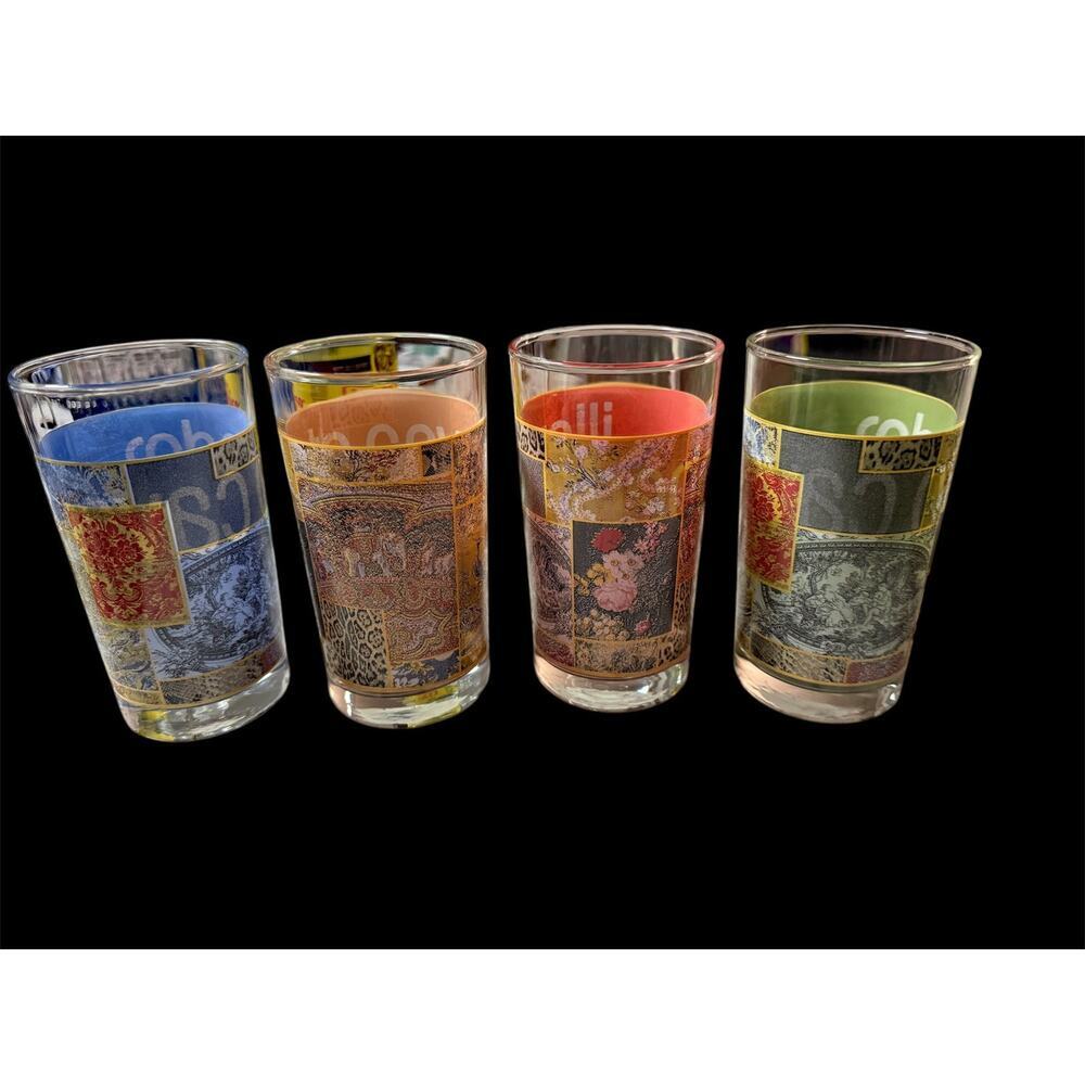 Roberto Cavalli Home Set of 4 Cups glasses animal peont in Neiman Marcus box